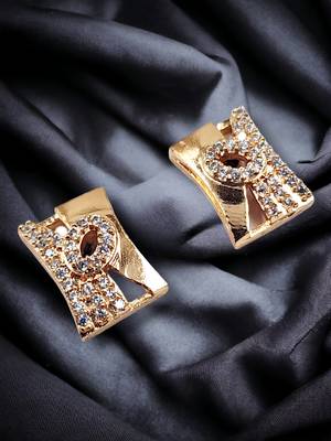 Rose gold plated western square cz stone stud earrings for women 1