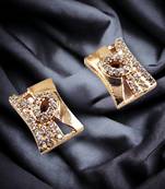 Rose gold plated western square cz stone stud earrings for women