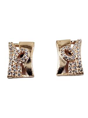 Rose gold plated western square cz stone stud earrings for women 2