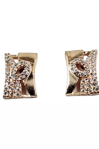 Rose gold plated western square cz stone stud earrings for women