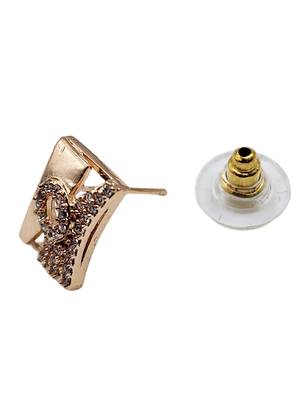 Rose gold plated western square cz stone stud earrings for women 4