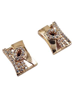 Rose gold plated western square cz stone stud earrings for women 5