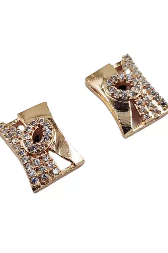 Rose gold plated western square cz stone stud earrings for women