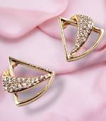 Designer triangle party wear rose gold plated cz stone studded earring for women