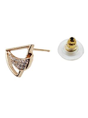 Designer triangle party wear rose gold plated cz stone studded earring for women 4