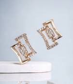 Designer designer party wear rose gold plated cz stone studded earring for women