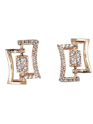 Designer designer party wear rose gold plated cz stone studded earring for women 2