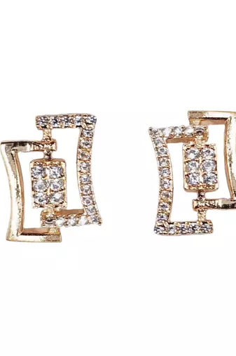 Designer designer party wear rose gold plated cz stone studded earring for women