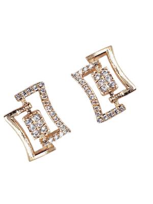 Designer designer party wear rose gold plated cz stone studded earring for women 4