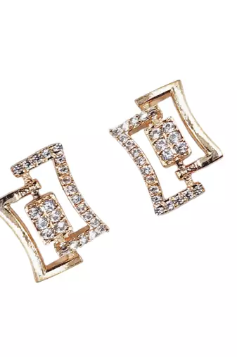 Designer designer party wear rose gold plated cz stone studded earring for women