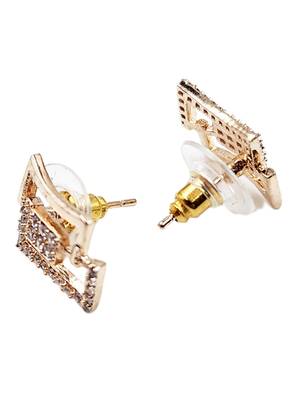 Designer designer party wear rose gold plated cz stone studded earring for women 5