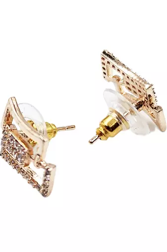 Designer designer party wear rose gold plated cz stone studded earring for women