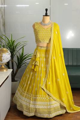 Beautiful Faux Georgette Fabric Heavy Embroidery work Lehenga Choli 1