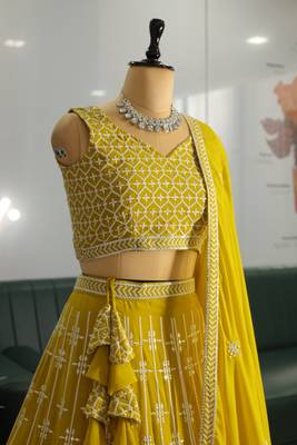 Beautiful Faux Georgette Fabric Heavy Embroidery work Lehenga Choli 3