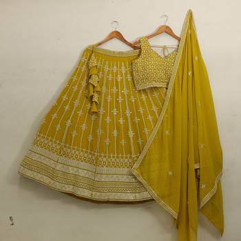 Beautiful Faux Georgette Fabric Heavy Embroidery work Lehenga Choli 6