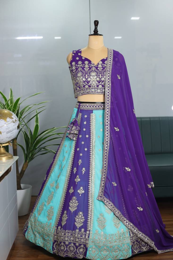 Beautiful Faux Georgette Fabric Heavy Embroidery work Lehenga Choli -  KANLIROSE - 4482750