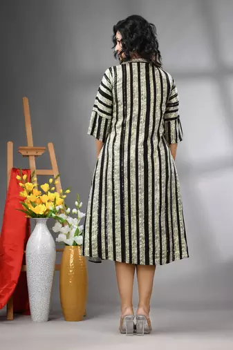 Black rayon midi dress with sequence work