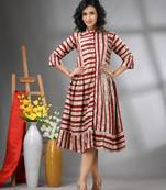 Maroon rayon midi dress with sequence work