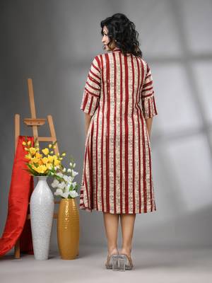 Maroon rayon midi dress with sequence work 3
