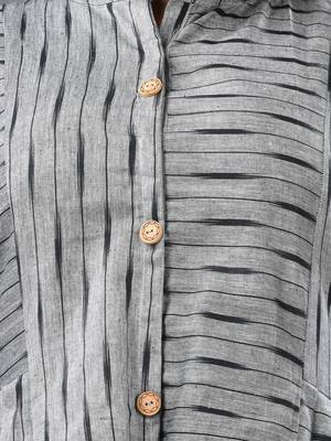 Grey cotton midi dress with stripe pattern 4