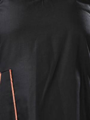 Black cotton solid a-line ethnic dress with ruffle 4