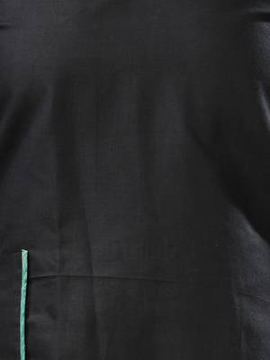 Black cotton solid a-line ethnic dress with ruffle 4