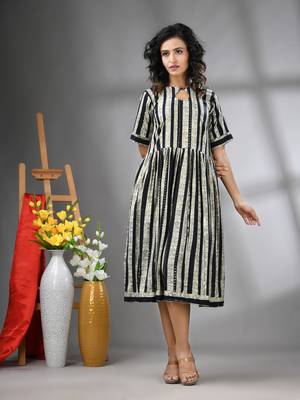 Black rayon midi dress with sequence work 1