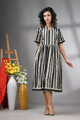 Black rayon midi dress with sequence work
