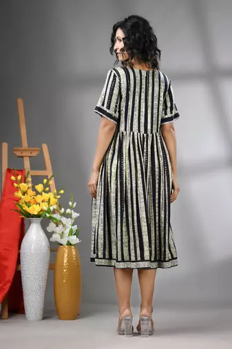 Black rayon midi dress with sequence work