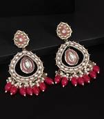 Rani color kundan earrings