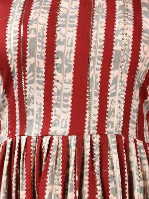 Dark red rayon midi dress with sequence work 4