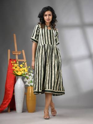 Green rayon midi dress with sequence work 1