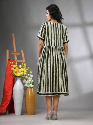 Green rayon midi dress with sequence work 3