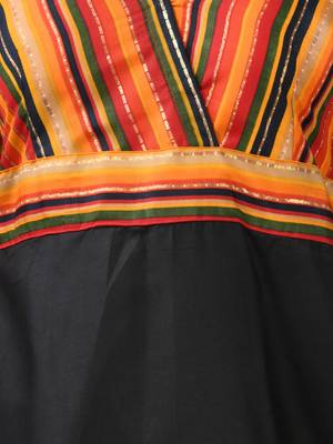 Multicolor and black cotton blend flared midi dress 4