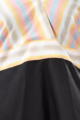 Multicolor and black cotton blend flared midi dress