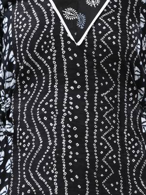 Black cotton bandhani printed a-line ethnic dress 4