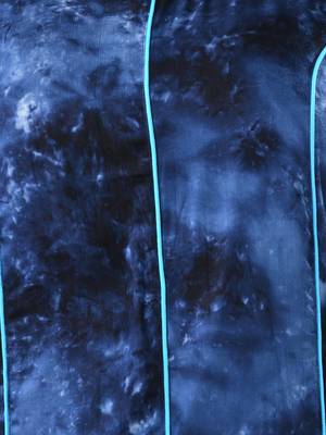 Navy blue rayon abstract printed a-line ethnic dress 4