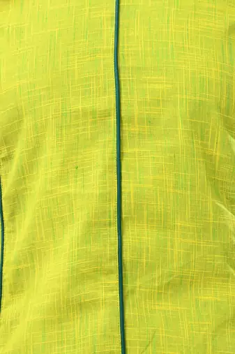 Lime green cotton solid a-line ethnic dress