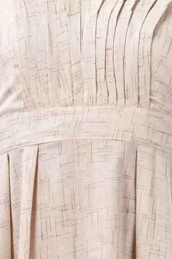 Beige cotton fit & flared midi dress
