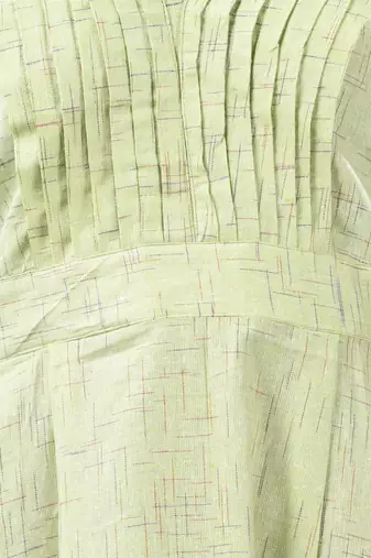 Light green cotton fit & flared midi dress