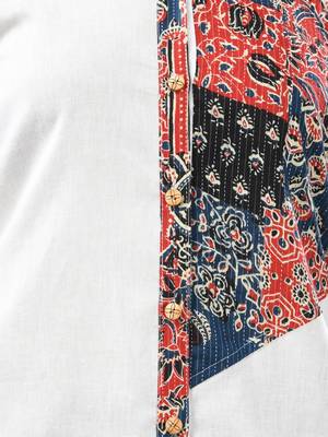 Off white solid cotton shirt with ajrat patchwork 4