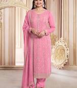 Light pink faux georgette embroidered salwar suit