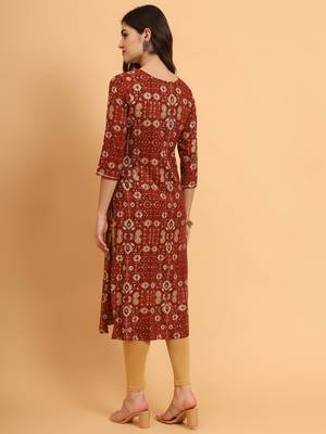 Women ethnic motifs embroidered regular kurta  2
