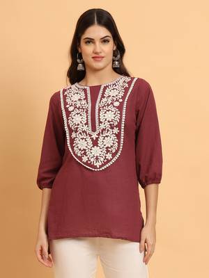 Embroidered thread work thread work kurti 1