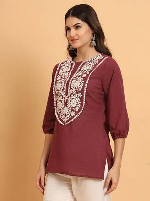 Embroidered thread work thread work kurti 3