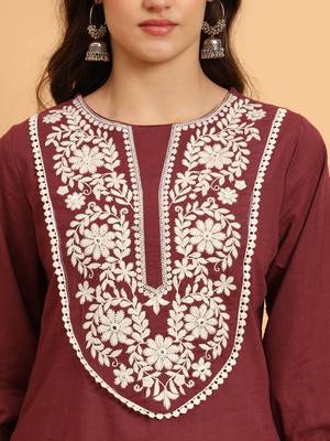 Embroidered thread work thread work kurti 4