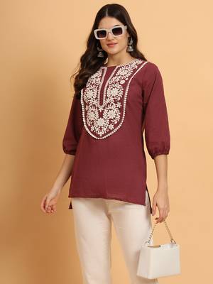 Embroidered thread work thread work kurti 5
