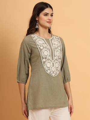 Embroidered thread work thread work kurti 3