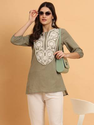 Embroidered thread work thread work kurti 5
