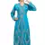 Cyan color full sleeves Handmade Moroccan Kaftan with Sun-proof hiijab